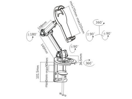 BRATECK βάση γραφείου PAD18-02 για tablet 7-10.4", γκρι