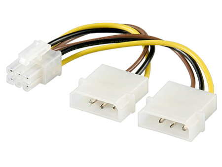 GOOBAY καλώδιο 2x molex 4pin σε 1x 6pin 51360, 0.15m