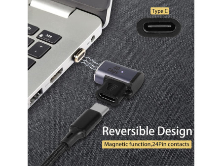 POWERTECH αντάπτορας USB-C PTH-107, μαγνητικός, 100W, 40Gbps, γκρι