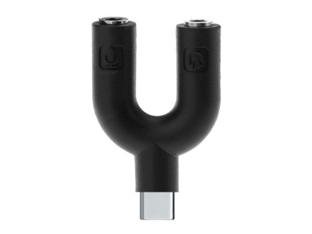 POWERTECH αντάπτορας USB-C σε 2x 3.5mm CAB-J052, μαύρος