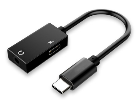 POWERTECH αντάπτορας USB-C σε USB-C & 3.5mm CAB-UC053, μαύρος