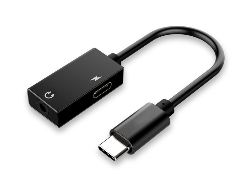 POWERTECH αντάπτορας USB-C σε USB-C & 3.5mm CAB-UC053, μαύρος