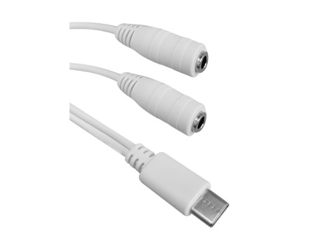 POWERTECH καλώδιο USB-C σε 2x 3.5mm CAB-UC055, 0.20m, λευκό