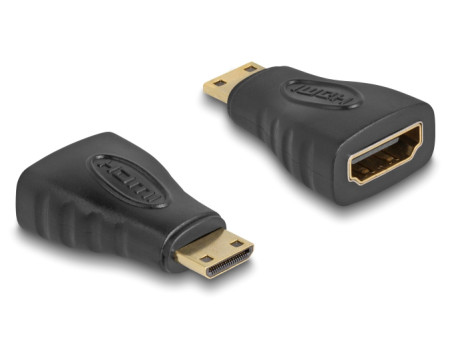 DELOCK αντάπτορας mini HDMI σε HDMI 65244, gold plated, μαύρος