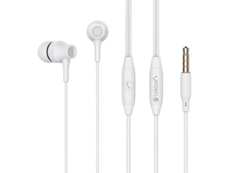 CELEBRAT earphones με μικρόφωνο G25, 3.5mm σύνδεση, Φ10mm, 1.2m, λευκά