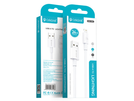 CELEBRAT καλώδιο Lightning σε USB CB-24L, 12W, 1.2m, λευκό