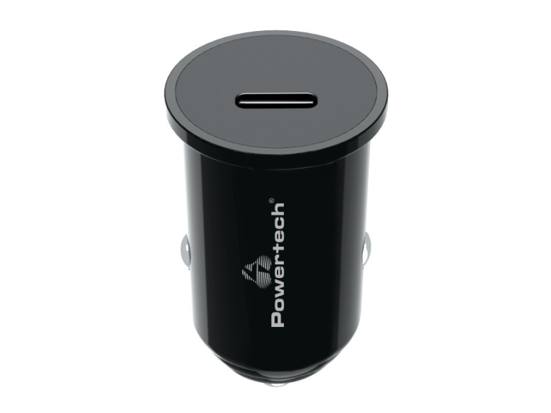 POWERTECH φορτιστής αυτοκινήτου PT-1146, USB-C, 20W PD, μαύρος