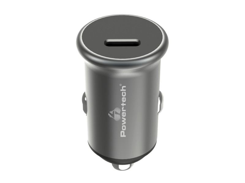 POWERTECH φορτιστής αυτοκινήτου PT-1147, USB-C, 30W PD, γκρι