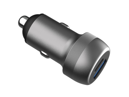 POWERTECH φορτιστής αυτοκινήτου PT-1148, USB & USB-C, 89W PD & QC, γκρι