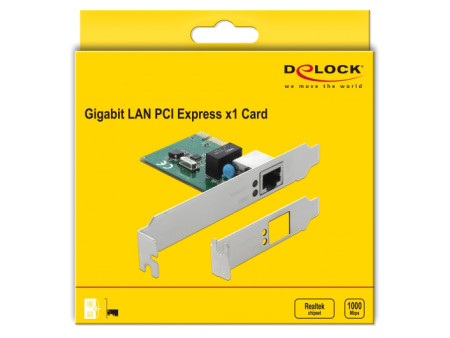 DELOCK κάρτα επέκτασης PCI Express σε RJ45 90381, 1000Mbps, low profile