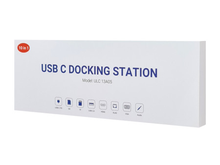 POWERTECH docking station CAB-UC080, 10 θυρών, βάση laptop, USB-C, γκρι