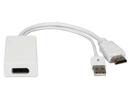 POWERTECH αντάπτορας HDMI σε DisplayPort CAB-H162, USB, 4K, λευκός