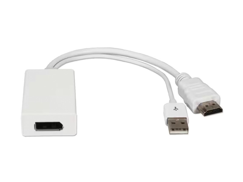 POWERTECH αντάπτορας HDMI σε DisplayPort CAB-H162, USB, 4K, λευκός