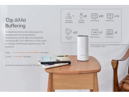 TP-LINK Home Mesh Wi-Fi System DECO E4, AC1200, 2τμχ, Ver. 2.0