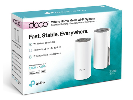 TP-LINK Home Mesh Wi-Fi System DECO E4, AC1200, 2τμχ, Ver. 2.0