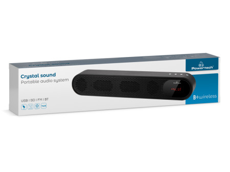 POWERTECH soundbar PT-986, 10W RMS, TWS, FM, 1200mAh, μαύρο