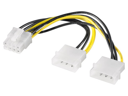 GOOBAY καλώδιο 2x molex 4pin σε 1x 8pin 93241, 0.15m