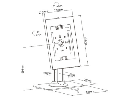 BRATECK επιτραπέζια βάση tablet PAD34-03, αντικλεπτική, 9.7-11", λευκή