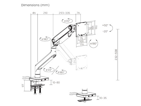 BRATECK βάση γραφείου LDT74-C012UC για οθόνη 17"-49", έως 20kg