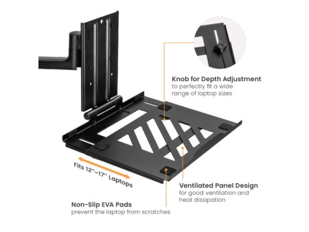 BRATECK βάση laptop NBH-7 για βάση οθονών VESA, έως 17", μαύρη