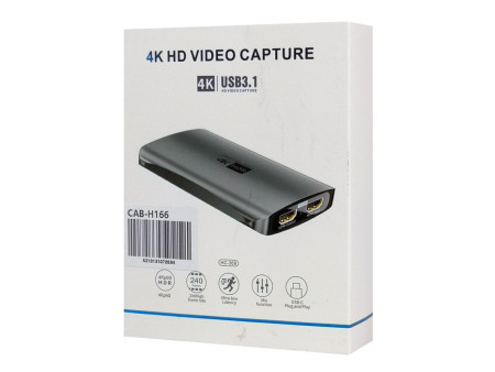 POWERTECH video capture CAB-H166, HDMI/USB-C σύνδεση, 4K/60Hz, γκρι