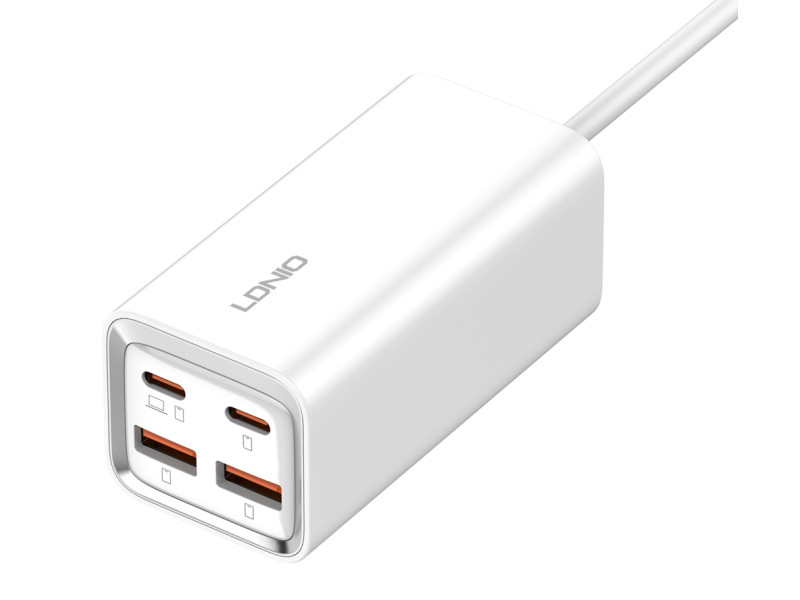 LDNIO σταθμός φόρτισης A4610C, 2x USB-C & 2x USB, 65W, PD/QC, λευκός