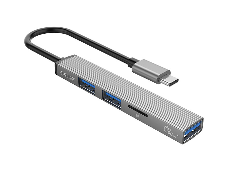 ORICO USB hub AH-12F με card reader, 3 θυρών, 5Gbps, USB-C σύνδεση, γκρι