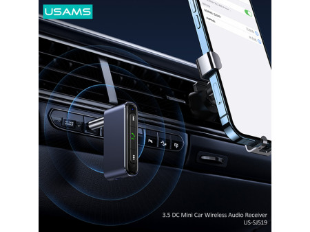 USAMS ασύρματο audio receiver US-SJ519 με μικρόφωνο, Bluetooth 5.0, γκρι