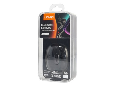 LDNIO earphones με θήκη φόρτισης T02, True Wireless, HiFi, Φ13mm, μαύρα