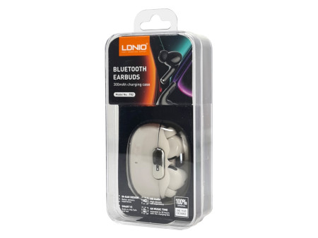 LDNIO earphones με θήκη φόρτισης T02, True Wireless, HiFi, Φ13mm, λευκά