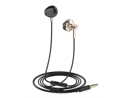 LDNIO earphones με μικρόφωνο HP09, 3.5mm σύνδεση, Φ13mm, 1.2m, ροζ χρυσό