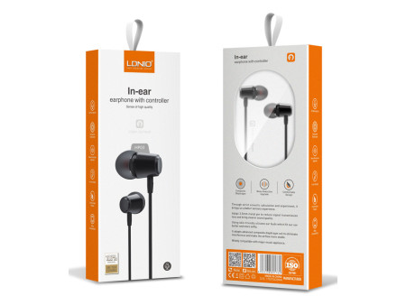 LDNIO earphones με μικρόφωνο HP03, 3.5mm σύνδεση, Φ10mm, 1.2m, μαύρα