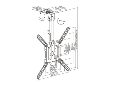 BRATECK βάση οροφής LCD-CM344 για τηλεόραση 23"-55", έως 20kg