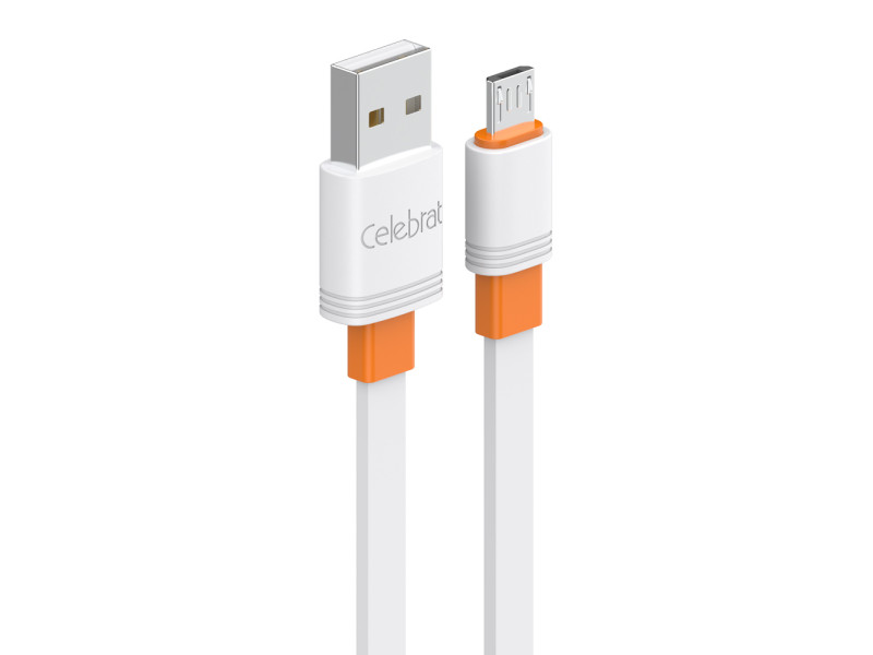 CELEBRAT καλώδιο micro USB σε USB CB-33M, flat, 10.5W, 1m, λευκό