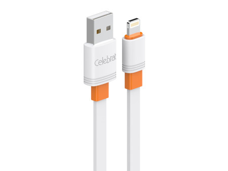 CELEBRAT καλώδιο Lightning σε USB CB-33L, flat, 12W, 1m, λευκό