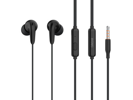 CELEBRAT earphones με μικρόφωνο G26, 3.5mm σύνδεση, Φ10mm, 1.2m, μαύρα