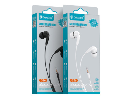 CELEBRAT earphones με μικρόφωνο G26, 3.5mm σύνδεση, Φ10mm, 1.2m, μαύρα