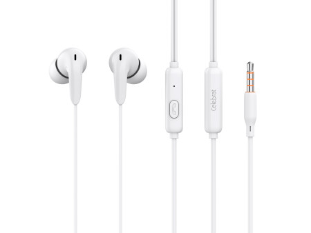 CELEBRAT earphones με μικρόφωνο G26, 3.5mm σύνδεση, Φ10mm, 1.2m, λευκά