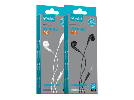 CELEBRAT earphones με μικρόφωνο G27, 3.5mm σύνδεση, Φ14mm, 1.2m, μαύρα