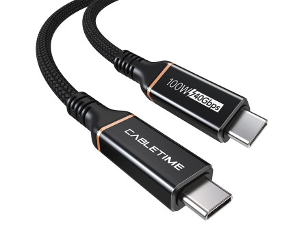 CABLETIME καλώδιο USB-C CT-USB4, 100W, 8K, 40Gbps, 1m, μαύρο