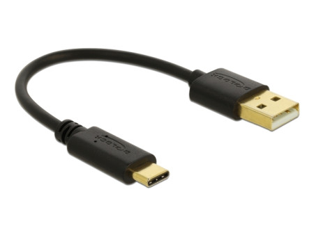 DELOCK καλώδιο USB σε USB-C 85354, 15W, 22AWG, 0.15m, μαύρο