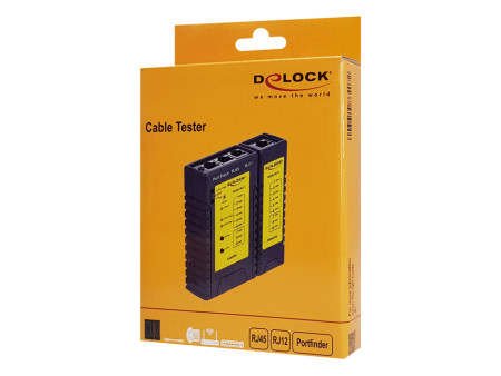 DELOCK tester καλωδίων 86407, λειτουργία εύρεσης θύρας, RJ45/RJ12, μαύρο