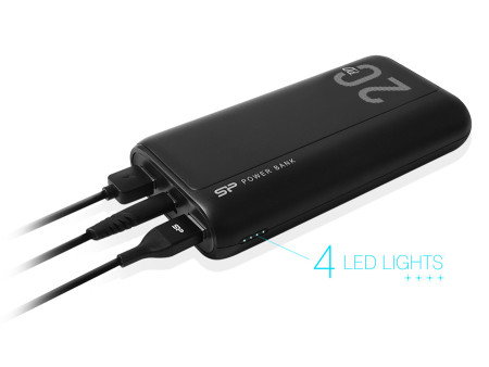 SILICON POWER power bank QS15, 20000mAh, 2x USB & USB Type-C, 3A, μαύρο