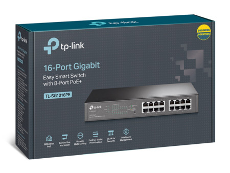 TP-LINK easy smart switch TL-SG1016PE, 16-Port Gigabit, PoE+, Ver. 3.0