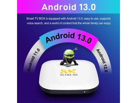 H96 MAX TV Box Μ2, 8K, RK3528, 4/64GB, WiFi 6, Android 13, voice assistant