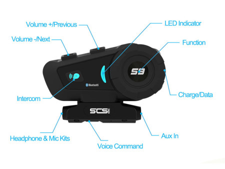 SCSETC ενδοεπικοινωνία μηχανής S-9 με Bluetooth, έως 6 αναβάτες, 500m