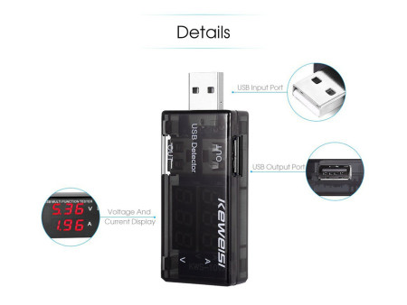 KEWEISI Συσκευή ελέγχου θύρας USB KWS-10VA, 2x USB Output, 3-9V