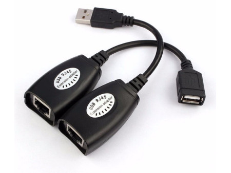 POWERTECH USB extender CAB-N098 μέσω καλωδίου RJ45, μαύρο