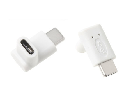 POWERTECH αντάπτορας USB-C αρσενικό σε θηλυκό CAB-U099, 90°, λευκός