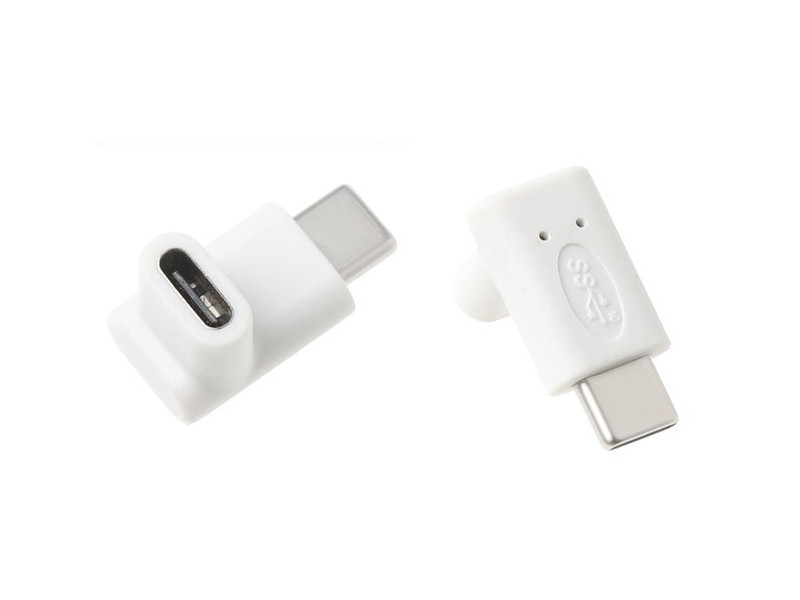 POWERTECH αντάπτορας USB-C αρσενικό σε θηλυκό CAB-U099, 90°, λευκός